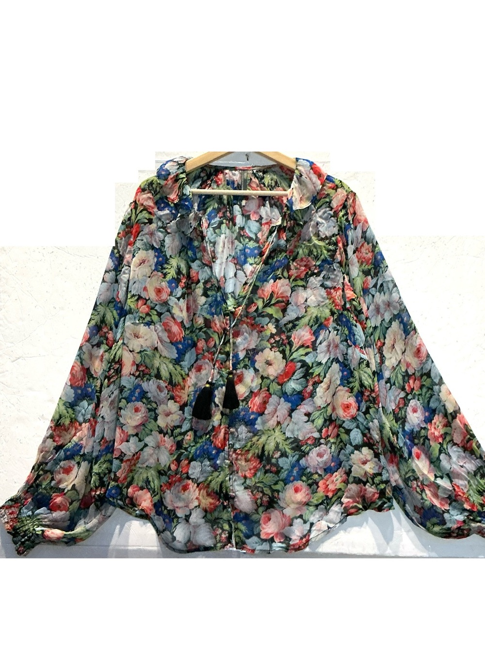 Floral V Neck Buttondown Blouse Top Peasant Boho by Anthropologie sz 2X